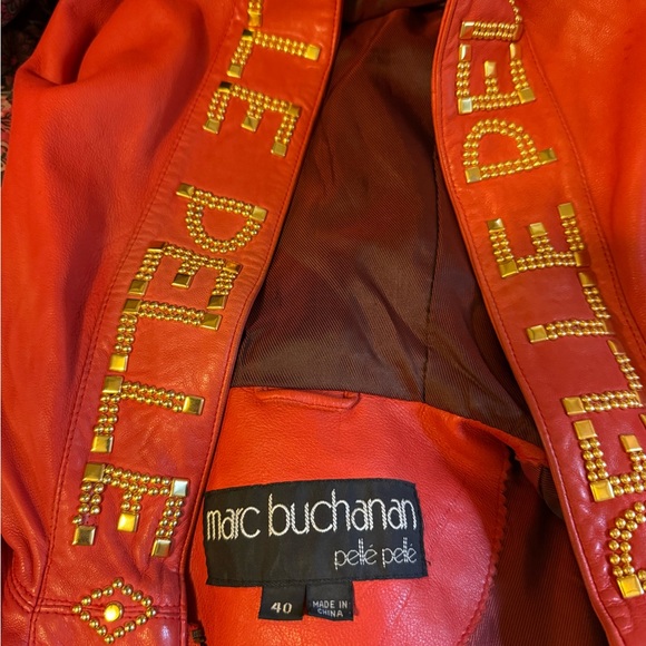 Pelle Pelle Red Leather Jacket with Gold Accents - Picture 3 of 5